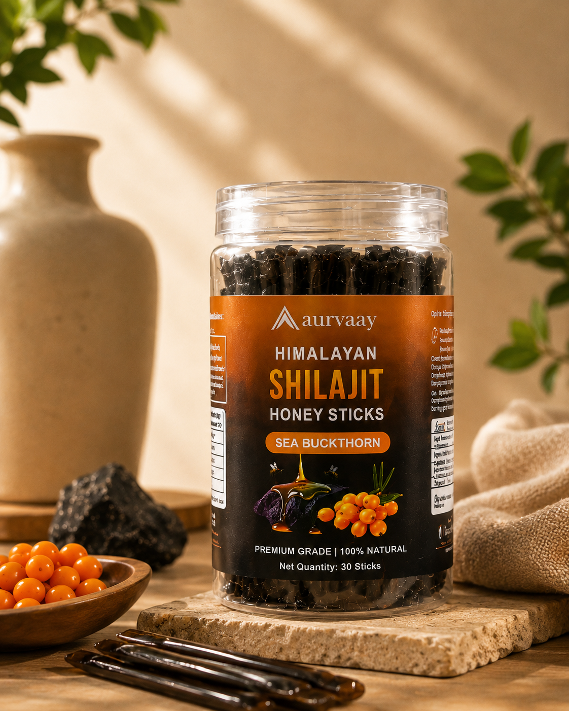 Aurvaay Shilajit Honey Sticks - Sea Buckthorn