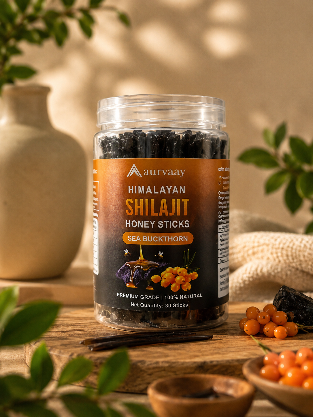 Aurvaay Shilajit Honey Sticks - Sea Buckthorn