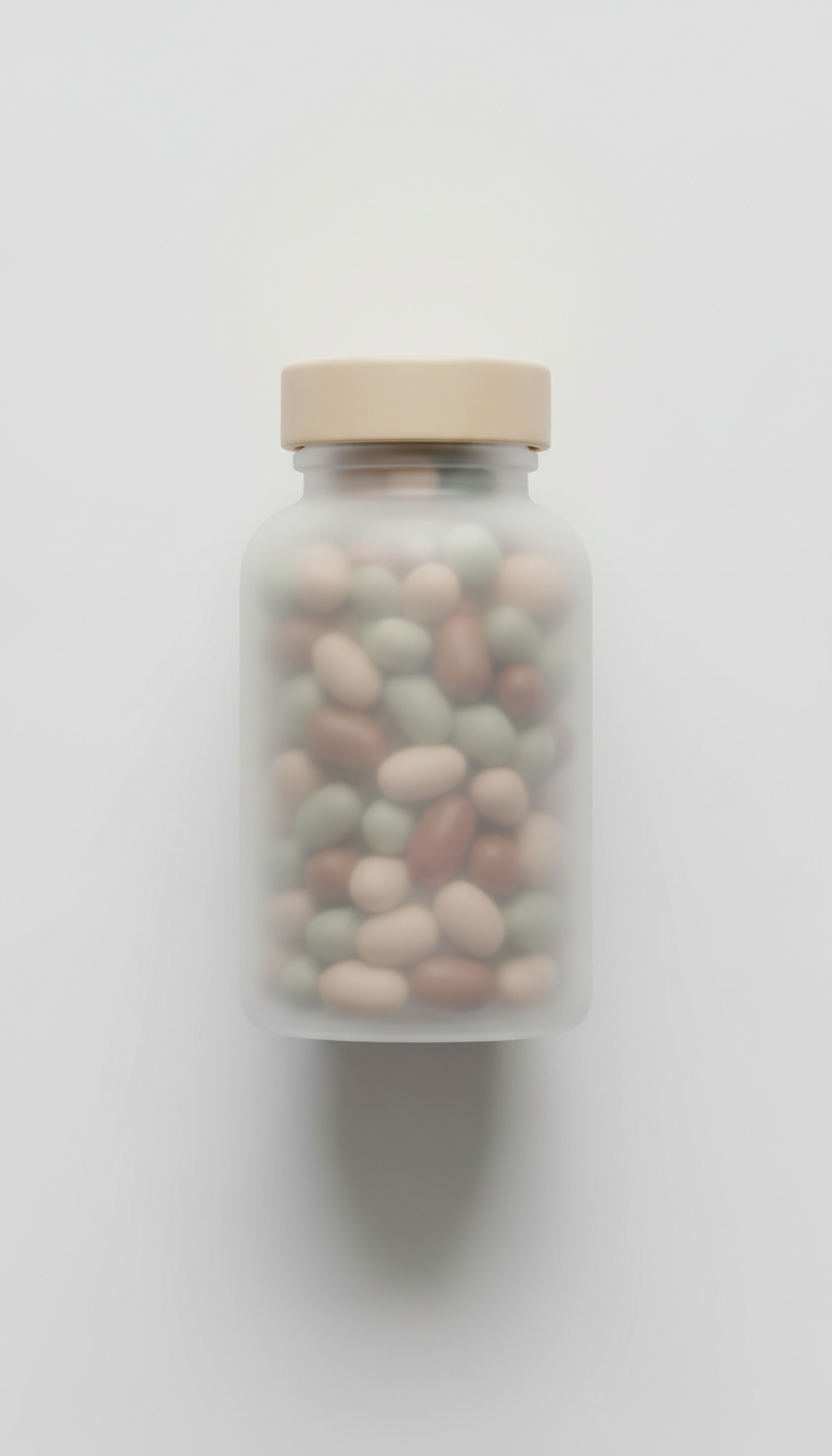 Vitality Capsules frosted glass bottle